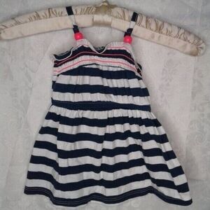 Circo Baby Girls Dress Spaghetti Strap Navy Blue White Stripe Hot Pink Size 12M